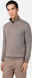 ΑΝΔΡΙΚΗ ΠΛΕΚΤΗ ΜΠΛΟΥΖΑ ΜΕ HALF ZIP REGULAR FIT - BO25A038905 TAUPE BOGGI MILANO