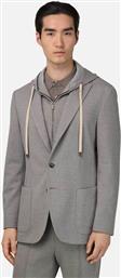 ΑΝΔΡΙΚΟ ΣΑΚΑΚΙ ΜΟΝΟΧΡΩΜΟ ΜΕ ΚΟΥΚΟΥΛΑ REGULAR FIT - BO25A045002 ΚΑΦΕ ΑΝΟΙΧΤΟ BOGGI MILANO