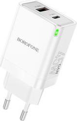 BN16 TOUGH WALL CHARGER 45W 3A 1X USB-A + 1X TYPE-C WHITE BOROFONE