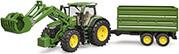 JOHN DEERE 7R 350 WITH FRONT LOADER AND TANDEM AXLE TRAILER (GREEN) BRUDER