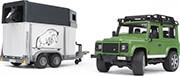 LAND ROVER DEFENDER WITH HORSE TRAILER (WITH ONE HORSE) BRUDER