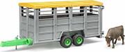 LIVESTOCK TRANSPORT TRAILER WITH COW (GRAY) BRUDER