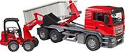 MAN TGS TRUCK WITH ROLL-OFF CONTAINER AND SCHΔFFER YARD LOADER BRUDER από το e-SHOP