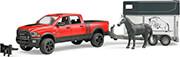 RAM 2500 POWER WAGON WITH HORSE TRAILER (RED/WHITE, AND HORSE) BRUDER