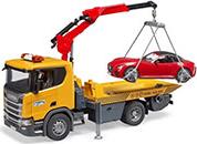 SCANIA SUPER 560R TOW TRUCK WITH LIGHT & SOUND MODULE AND ROADSTER BRUDER από το e-SHOP