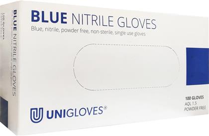 UNIGLOVES BLUE NITRILE GLOVES ΓΑΝΤΙΑ ΝΙΤΡΙΛΙΟΥ ΜΗ ΑΠΟΣΤΕΙΡΩΜΕΝΑ, ΧΩΡΙΣ ΠΟΥΔΡΑ 100 ΤΕΜΑΧΙΑ - LARGE BULK