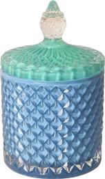 ΓΥΑΛΙΝΟ ΔΟΧΕΙΟ ΑΠΟΘΗΚΕΥΣΗΣ ΜΕ ΓΕΩΜΕΤΡΙΚΟ PATTERN 13,5 X 8,5 CM - AU950-598-02 ΜΠΛΕ CEST BON