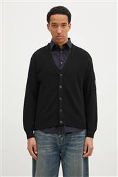 ΜΑΛΛΙΝΗ ΖΑΚΕΤΑ KNITWEAR CARDIGAN IN RE-WOOL ΧΡΩΜΑ: ΜΑΥΡΟ, 17CMKN253A006595A C P COMPANY