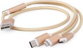 CC-USB2-AM31-1M-G USB 3-IN-1 CHARGING CABLE GOLD 1 M CABLEXPERT από το PLUS4U