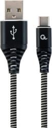 CC-USB2B-AMCM-1M-BW COTTON BRAIDED CHARGING CABLE USB TYPE-C BLACK/WHITE 1 M CABLEXPERT