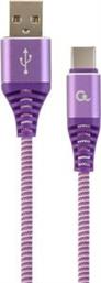 CC-USB2B-AMCM-2M-PW COTTON BRAIDED CHARGING CABLE USB TYPE-C PURPLE/WHITE 2 M CABLEXPERT από το PLUS4U