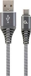 CC-USB2B-AMCM-2M-WB2 COTTON BRAIDED CHARGING CABLE USB TYPE-C GREY/WHITE 2 M CABLEXPERT