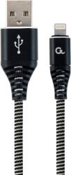 CC-USB2B-AMLM-1M-BW PREMIUM COTTON BRAIDED 8-PIN CHARGING CABLE BLACK/WHITE 1M CABLEXPERT
