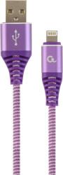 CC-USB2B-AMLM-1M-PW PREMIUM COTTON BRAIDED 8-PIN CHARGING CABLE PURPLE/WHITE 1 M CABLEXPERT