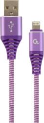 CC-USB2B-AMLM-2M-PW PREMIUM COTTON BRAIDED 8-PIN CHARGING CABLE PURPLE/WHITE 2 M CABLEXPERT