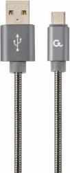 CC-USB2S-AMCM-1M-BG PREMIUM SPIRAL METAL TYPE-C USB CHARGING/DATA CABLE 1M METALLIC GREY CABLEXPERT