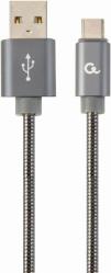 CC-USB2S-AMCM-2M-BG PREMIUM SPIRAL METAL TYPE-C USB CHARGING/DATA CABLE 2M METALLIC GREY CABLEXPERT