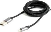 CCB-MUSB2B-AMLM-6 COTTON BRAIDED 8-PIN CABLE WITH METAL CONNECTORS 1.8M BLISTER BLACK CABLEXPERT