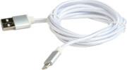 CCB-MUSB2B-AMLM-6-S COTTON BRAIDED 8-PIN CABLE WITH METAL CONNECTORS 1.8M BLISTER SILVER CABLEXPERT