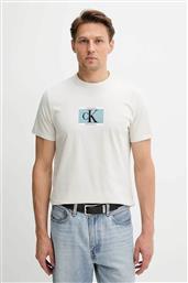 ΑΝΔΡΙΚΟ T-SHIRT ΜΕ LOGO PRINT REGULAR FIT - LV04RC854G ΚΡΕΜ CALVIN KLEIN
