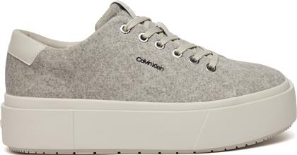 ΑΘΛΗΤΙΚΑ FLATFORM CUP LACE UP W/ML FELT HW0HW02325 ΓΚΡΙ CALVIN KLEIN