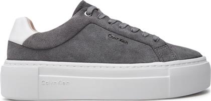 ΑΘΛΗΤΙΚΑ FLATFORM CUP LACE UP W/ML HW0HW02282 ΓΚΡΙ CALVIN KLEIN