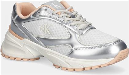 ΑΘΛΗΤΙΚΑ HIKE RUNNER LACE UP MESH MIX MET ΧΡΩΜΑ: ΑΣΠΡΟ, YW0YW02063 CALVIN KLEIN
