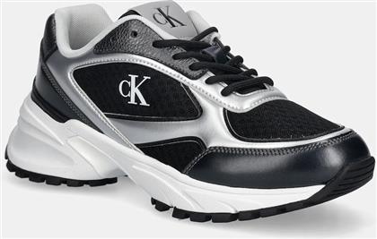 ΑΘΛΗΤΙΚΑ HIKE RUNNER LACE UP MESH MIX MET ΧΡΩΜΑ: ΜΑΥΡΟ, YW0YW02063 CALVIN KLEIN
