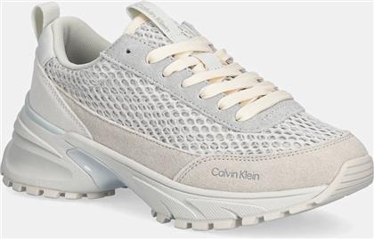 ΑΘΛΗΤΙΚΑ HIKE RUNNER LACE UP TECHMIX ΧΡΩΜΑ: ΑΣΠΡΟ, YW0YW02030 CALVIN KLEIN