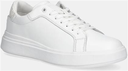 ΑΘΛΗΤΙΚΑ LOW TOP LACE UP WOVEN ΧΡΩΜΑ: ΑΣΠΡΟ, HM0HM01659 CALVIN KLEIN