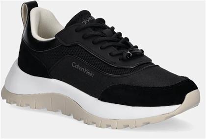 ΑΘΛΗΤΙΚΑ RUNNER LACE UP MESH MIX ΧΡΩΜΑ: ΜΑΥΡΟ, HW0HW02487 CALVIN KLEIN