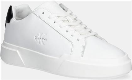 ΔΕΡΜΑΤΙΝΑ ΑΘΛΗΤΙΚΑ ΠΑΠΟΥΤΣΙΑ CHUNKY CUPSOLE LACEUP LTH ΧΡΩΜΑ: ΑΣΠΡΟ, YM0YM01344 CALVIN KLEIN