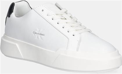 ΔΕΡΜΑΤΙΝΑ ΑΘΛΗΤΙΚΑ ΠΑΠΟΥΤΣΙΑ CHUNKY CUPSOLE LACEUP LTH ΧΡΩΜΑ: ΑΣΠΡΟ, YW0YW01947 CALVIN KLEIN