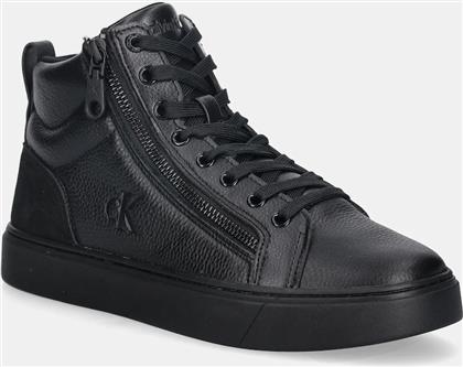 ΔΕΡΜΑΤΙΝΑ ΑΘΛΗΤΙΚΑ ΠΑΠΟΥΤΣΙΑ CLASSIC CUP MID LACEUP ZIP LTH ΧΡΩΜΑ: ΜΑΥΡΟ, YM0YM01428 CALVIN KLEIN