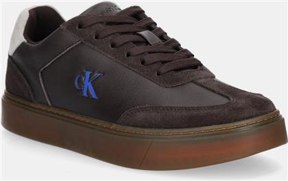 ΔΕΡΜΑΤΙΝΑ ΑΘΛΗΤΙΚΑ ΠΑΠΟΥΤΣΙΑ CLASSIC CUPSOLE LACEUP WT MIX ΧΡΩΜΑ: ΚΑΦΕ, YM0YM01429 CALVIN KLEIN