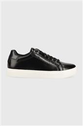 ΔΕΡΜΑΤΙΝΑ ΑΘΛΗΤΙΚΑ ΠΑΠΟΥΤΣΙΑ CLEAN CUP LACE UP-NA ΧΡΩΜΑ: ΜΑΥΡΟ, HW0HW01592 CALVIN KLEIN