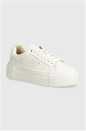 ΔΕΡΜΑΤΙΝΑ ΑΘΛΗΤΙΚΑ ΠΑΠΟΥΤΣΙΑ FF CUPSOLE LACE UP W/ML LTH ΧΡΩΜΑ: ΑΣΠΡΟ, HW0HW02118 CALVIN KLEIN