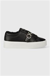 ΔΕΡΜΑΤΙΝΑ ΑΘΛΗΤΙΚΑ ΠΑΠΟΥΤΣΙΑ FLATFORM CUPSOLE LACE UP W/HW WL ΧΡΩΜΑ: ΜΑΥΡΟ, HW0HW01671 F3HW0HW01671 CALVIN KLEIN από το ANSWEAR