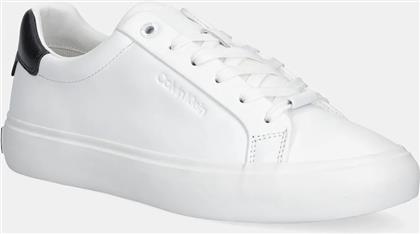 ΔΕΡΜΑΤΙΝΑ ΑΘΛΗΤΙΚΑ ΠΑΠΟΥΤΣΙΑ LACE-UP SNEAKER LTH CK ΧΡΩΜΑ: ΑΣΠΡΟ, HW0HW02673 CALVIN KLEIN