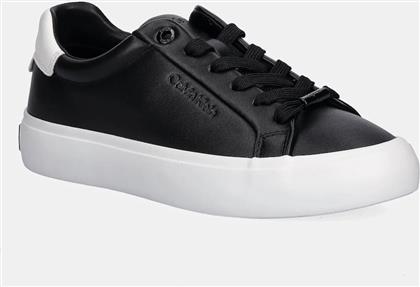 ΔΕΡΜΑΤΙΝΑ ΑΘΛΗΤΙΚΑ ΠΑΠΟΥΤΣΙΑ LACE-UP SNEAKER LTH CK ΧΡΩΜΑ: ΜΑΥΡΟ, HW0HW02673 CALVIN KLEIN