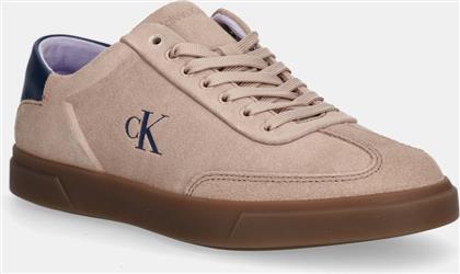 ΔΕΡΜΑΤΙΝΑ ΑΘΛΗΤΙΚΑ ΠΑΠΟΥΤΣΙΑ LOW PRO CUPS LACE UP ΧΡΩΜΑ: ΜΠΕΖ, HW0HW02683 CALVIN KLEIN