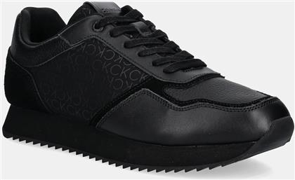 ΔΕΡΜΑΤΙΝΑ ΑΘΛΗΤΙΚΑ ΠΑΠΟΥΤΣΙΑ LOW TOP LACE UP MONO ΧΡΩΜΑ: ΜΑΥΡΟ, HM0HM01664 CALVIN KLEIN