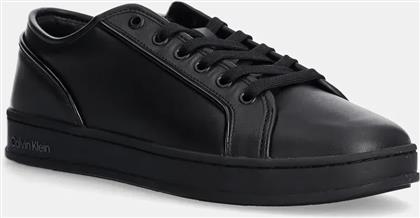 ΔΕΡΜΑΤΙΝΑ ΑΘΛΗΤΙΚΑ ΠΑΠΟΥΤΣΙΑ LOW TOP LACE UP PIPING ΧΡΩΜΑ: ΜΑΥΡΟ, HM0HM01588 CALVIN KLEIN