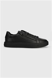 ΔΕΡΜΑΤΙΝΑ ΑΘΛΗΤΙΚΑ ΠΑΠΟΥΤΣΙΑ LOW TOP LACE UP W/ZIP RUBB ΧΡΩΜΑ: ΜΑΥΡΟ, HM0HM01268 F3HM0HM01268 CALVIN KLEIN