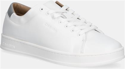 ΔΕΡΜΑΤΙΝΑ ΑΘΛΗΤΙΚΑ ΠΑΠΟΥΤΣΙΑ PURE LOW LACEUP CUPSOLE HF LTH ΧΡΩΜΑ: ΑΣΠΡΟ, HM0HM01859 CALVIN KLEIN