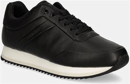 ΔΕΡΜΑΤΙΝΑ ΑΘΛΗΤΙΚΑ ΠΑΠΟΥΤΣΙΑ RUNNER LACE UP LTH ΧΡΩΜΑ: ΜΑΥΡΟ, HW0HW02216 CALVIN KLEIN