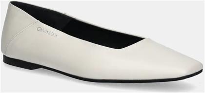 ΔΕΡΜΑΤΙΝΕΣ ΜΠΑΛΑΡΙΝΕΣ FLAT BALLERINA - LTH ΧΡΩΜΑ: ΜΠΕΖ, HW0HW02463 CALVIN KLEIN