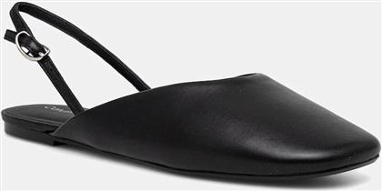 ΔΕΡΜΑΤΙΝΕΣ ΜΠΑΛΑΡΙΝΕΣ OBLIQUE BALLERINA SLINGBACK LTH ΧΡΩΜΑ: ΜΑΥΡΟ, HW0HW02852 CALVIN KLEIN