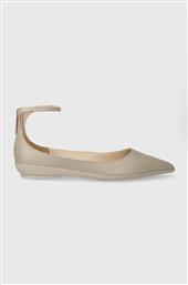 ΔΕΡΜΑΤΙΝΕΣ ΜΠΑΛΑΡΙΝΕΣ WRAPPED ANKLE STRAP BALLERINA ΧΡΩΜΑ: ΜΠΕΖ, HW0HW01840 CALVIN KLEIN από το ANSWEAR