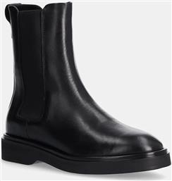 ΔΕΡΜΑΤΙΝΕΣ ΜΠΟΤΕΣ ΤΣΕΛΣΙ FLAT CHELSEA BOOT LTH ΓΥΝΑΙΚΕΙΕΣ, ΧΡΩΜΑ: ΜΑΥΡΟ, HW0HW02180 CALVIN KLEIN